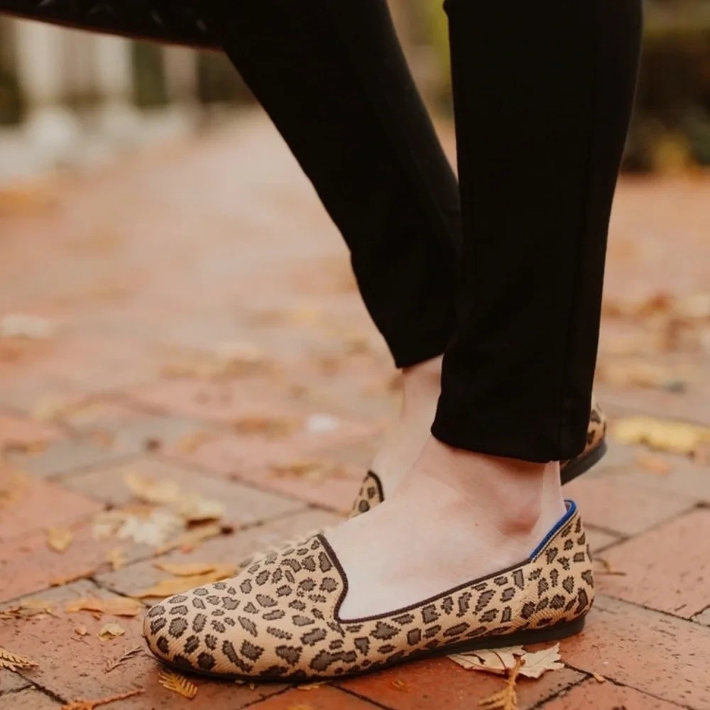 Rothy's The‎ Loafer Casual Slip-On Flats Spotted Leopard Knit Womens 11 Washable